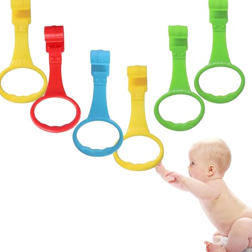 GERCHAM Ringe für Kinderbetten, 6Pack Ringe Baby mit abnehmbaren Griffen für Beinübungen für Kleinkinder, Laufstall-Zugringe, Babyzubehör Mehrfarbig von GERCHAM