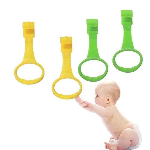 GERCHAM Ringe für Kinderbetten, 4Pack Ringe Baby mit abnehmbaren Griffen für Beinübungen für Kleinkinder, Laufstall-Zugringe, Babyzubehör Mehrfarbig von GERCHAM