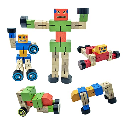 GERILEO Pack 3 Bunte Transformers-Roboter aus Holz – Spielzeug und Geschenke für Jungen und Mädchen – Verwandlung in Tierfiguren, Fahrzeuge, Figuren – Bildung, Puzzle, Lernen, Bauen (3 Roboter) von GERILEO