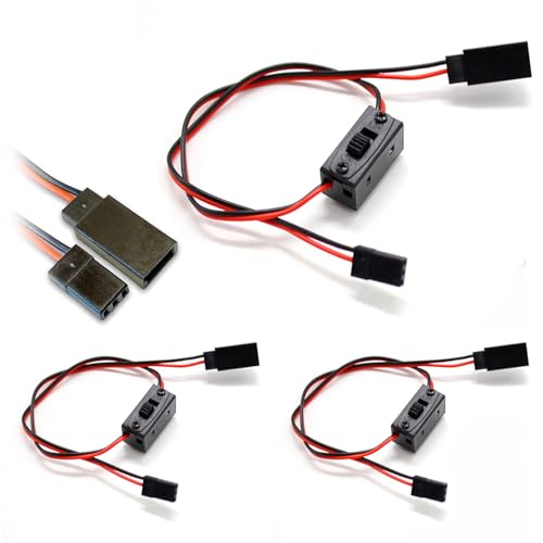 GERUI 3 Stück Schalterkabel Power Schalter 15cm Kabel JR BEC Stecker auf Buchse RX An/Aus ON/Off RC Powerschalter fürServo Empfänger Lipo Akku RC10 Modellfahrzeug- und Schiffsschalter passend für Dopp von GERUI