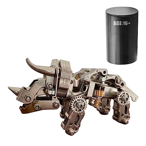 3D Steampunk Metall Puzzle Modell, 3D Mechanisches kleines Triceratops Modell Punk Style Edelstahl Puzzle DIY Montage Abnehmbares Modell Konstruktionsspielzeug für Kinder Erwachsene von GEST