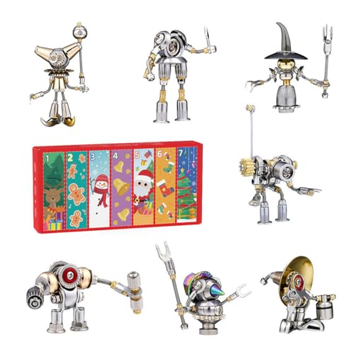 GEST 3D Metall Puzzle Modellbausatz Erwachsene,Steampunk Mecha Montagemodellbausatz aus Metall, Weihnachts Blindbox Kinder Erwachsene Weihnachten Spielzeug (7er-Set) von GEST