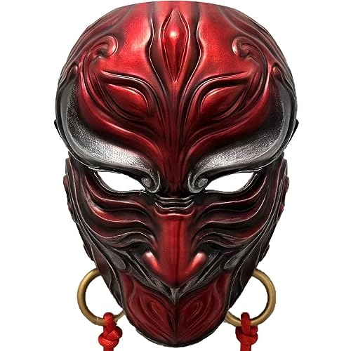 GEST 3D Punk Dämonenmaske, Chinesische Samurai Maske Oni Face Cover Cosplay für Kinder Erwachsene, Geistermaske für Halloween Kostüm Cosplay Requisiten von GEST