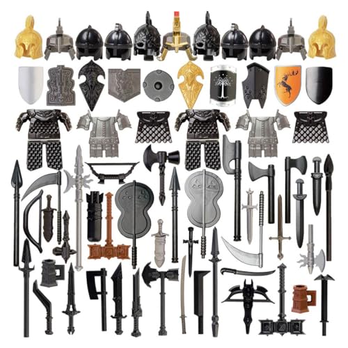 GEST 71Pcs Benutzerdefinierte Mittelalterliche Antike Rom Ägypten Baustein Figur Militärwaffe Helm Rüstung Kit, Baustein Spielzeug Zubehör Sammlung Kit von GEST