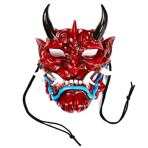 GEST Fangs Hannya Samurai Oni Maske für Männer, Japanische Traditionelle Dämon Ninja Maske Punk Maske für Halloween Cosplay Requisiten von GEST