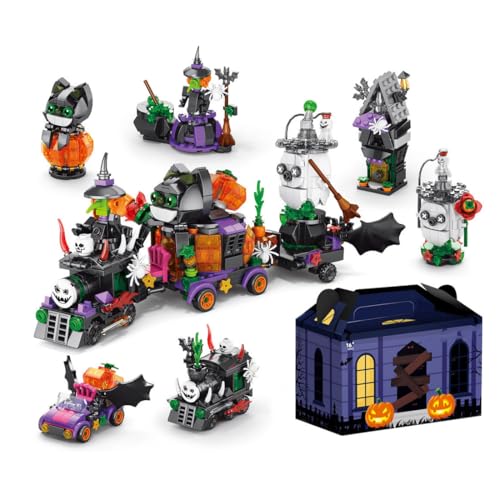 GEST Halloween Geist Zug Baustein Set, Halloween Zug 6 in 1 Bausteine Spielzeug Set, Halloween Party Spielzeug für Kinder und Erwachsene (601PCS) von GEST