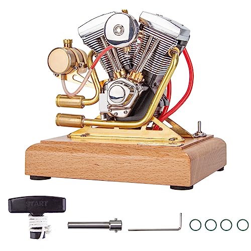 RETROL Mini 2 Zylinder 4-Takt Motor Modell Bausatz, Der Funktioniert, 4.2CC OHV V-Twin Metall Motor Motorrad Benzin Verbrennungsmotor Ready to Run Wissenschaft Physikalisches Spielzeug für Erwachsene von GEST