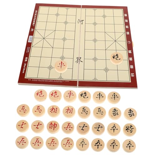 GETAJGHSD 1 Box Faltbares Chinesisches Schach-brettspiel-Set Aus Holz, Klassisches Xiangqi-klappschachbrett, Chinesisches Schach-Set, Xiangqi-reisespiel-Sets von GETAJGHSD