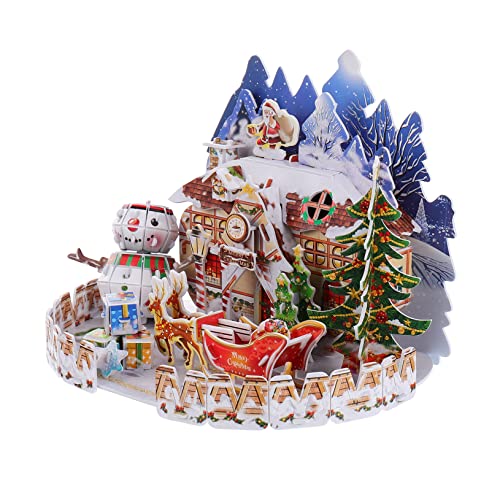 GETAJGHSD 1 Satz 3D-Stereo-Puzzle Gehirnspielzeug DIY Weihnachtshaus Puzzle Weihnachtsbausteine Weihnachtshaus-Puzzle Urlaubspuzzle Weihnachtsdorf-Puzzle Papier von GETAJGHSD