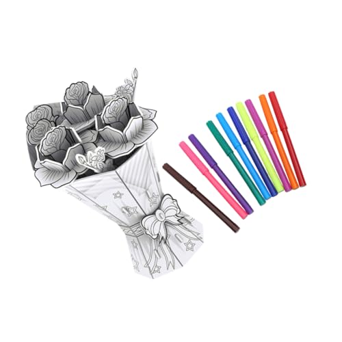 GETAJGHSD 1 Satz Dreidimensionale des Graffiti 3D Blumenornament Für Den Haushalt Färben Sie Ihre Eigenen Puzzlekinder Kinder-Graffiti-blüte Blumenset Malen D Blumenpuzzle Papier von GETAJGHSD