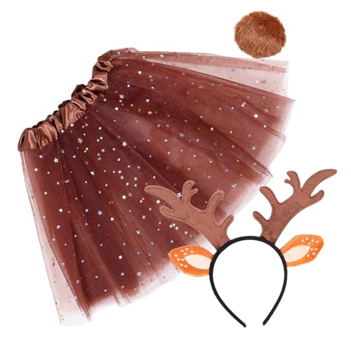 GETAJGHSD 1 Satz Geweih-Stirnband-Set Teenager Katzenkostüm frauen fuchs kostüm tier ohren haarreif Haarband Cosplay Party Requisite Tierkostüm für Cosplay PP-Baumwolle Brown von GETAJGHSD