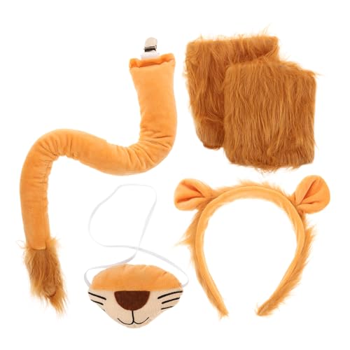 GETAJGHSD 1 Satz Löwenparty Verkleiden Sich Tierhaarreifen Dschungeltier-kostümzubehör Kostüm Löwenohren, Stirnband Und Löwenmähne Kostüm Tigerohren Stirnband Light Brown von GETAJGHSD