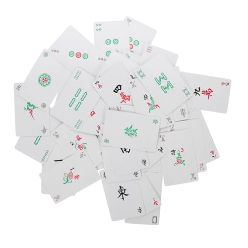 GETAJGHSD 1 Satz Mah-Jongg-Spielkarten chinesische Spielkarten Reise-Mahjong-Karte Outdoor-Mahjong-Fliesen Mini-Kartenspiel Spielkarten Set Mini Spielkarten Poker wasserdichte Spielkarten von GETAJGHSD