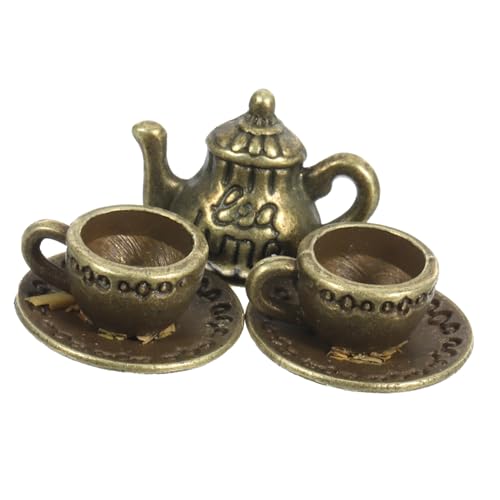 GETAJGHSD 1 Satz Mini-Teekannen-Set kaffeekännchen Coffee Pot Kaffeekochen Tea Pot Set teekessel Retro Vintage deko goldene deko Puppenhaus-Minimodelle Desktop-Ornament Zinklegierung von GETAJGHSD