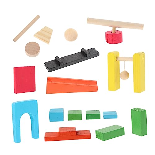 GETAJGHSD 1 Set 19 Stück Domino Mechanismus Zugblöcke Stapelfliese Kind Branin Entwicklung Domino Stapel Kind Bausteine ​​Domino Auto Spielzeug Holz von GETAJGHSD