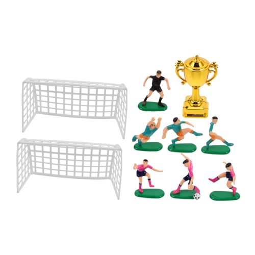 GETAJGHSD 1 Set Miniatur-trophäenmodell, Winzige Fußballspieler, Miniatur-trophäe, Kleines Tornetz Für Puppenhaus-fußball-Themen-kuchendekoration, Puppenhaus-trophäe von GETAJGHSD