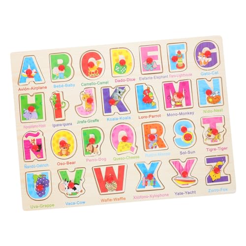 GETAJGHSD 1 Set Spanisch Puzzle Puzzle Spielzeug Alphabet Brett Lernpuzzle Für Puzzle Brett Spielzeug Puzzle Spielzeug Spanisch Passendes Brett Puzzle Für Holz von GETAJGHSD