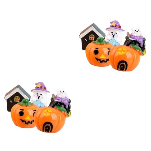 GETAJGHSD 10 STK Kürbis-Geist-Ornament Halloween-Cupcake-Topper Halloween-Feengarten-Accessoires Cartoon-Kürbis Halloween-Ornament Tischdekoration Mini-Hausfiguren Minifiguren aus Kunstharz von GETAJGHSD