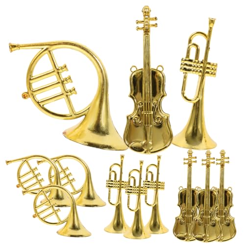 GETAJGHSD 12St Dekorationen für Musikinstrumente Massenzauber Reize Charme weihnachtsbaumdeko Tannenbaum Dekoration Puppenhaus-Musikinstrumente Weihnachts-Mini-Instrumente Abs Golden von GETAJGHSD