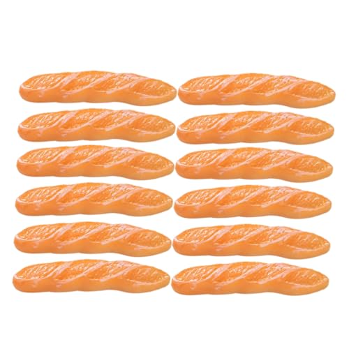 GETAJGHSD 12st Nachgemachtes Langes Baguette Spielzeug Praktisch Deko DIY Simulierte Requisite Mini-DIY-Brot-kit Mini-Brot-Modell Puppenhausbrot Mini Hausmannskost Mini-Essen Orange Harz von GETAJGHSD