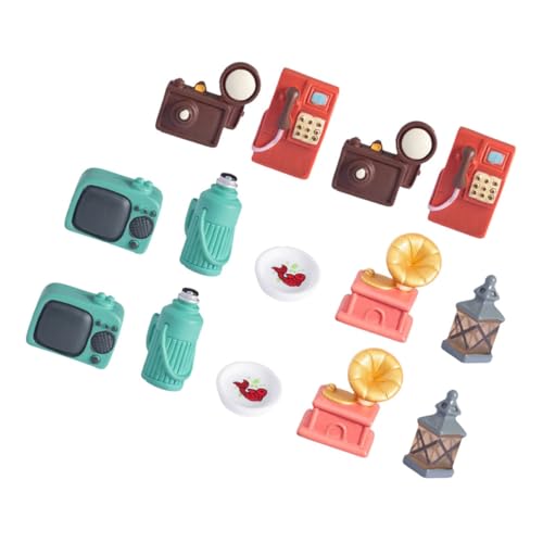 GETAJGHSD 14 Teiliges Set Simuliertes Haushaltsgerät Modell Mini Ornamente Retro Puppenhaus Puppenmöbel Puppentelefon Dekoration Miniatur Hauszubehör Gefälschte Kamera von GETAJGHSD