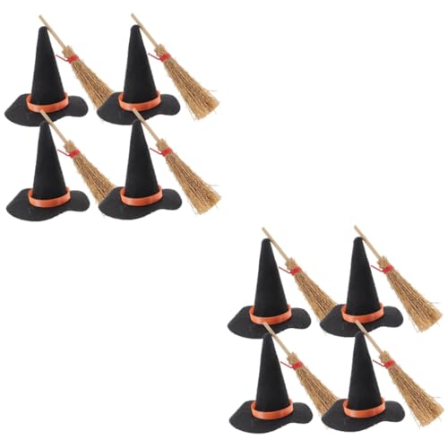 GETAJGHSD 16 Stück Halloween Hexenhut Halloween Dekor Besen Miniaturhüte Kleine Hüte Für Kuchendekoration Mini Miniaturhut Puppe Hexenhut Winziger Hexenhut Ornament Mini von GETAJGHSD