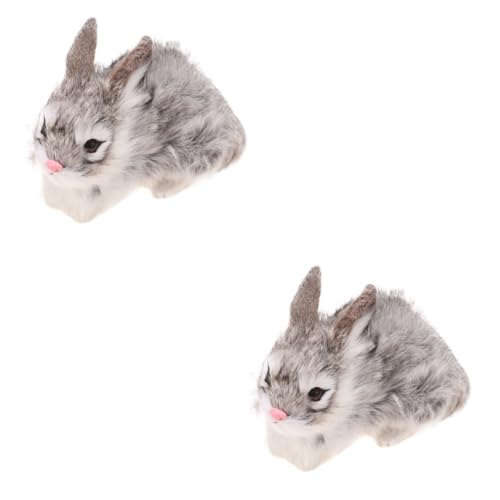 GETAJGHSD 2 STK Mini-Plüschkaninchen Mini Stoffhase Kaninchenstatue -Hasen-Spielzeug Hase Plüschtier Animal Toys Tier Spielzeug lebensechtes Kaninchen Simulations-Kaninchenspielzeug Grey von GETAJGHSD