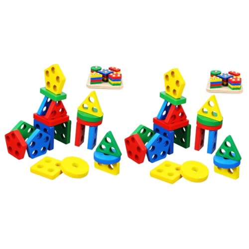 GETAJGHSD 2 Sätze Blöcke Montessori Sortierspielzeug Puzzles Spielzeug passende Puzzlespielzeuge spielsachen für Kinder Educational Toys Puzzles aus Holz Spielzeug für Kleinkinder hölzern von GETAJGHSD