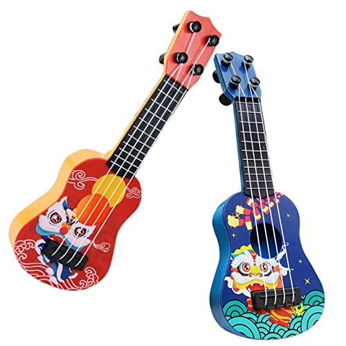 GETAJGHSD 2 Stück Mini Gitarre Kinder Gitarre Spielzeug Ukulele Spielzeug Spielspielzeug Cartoon Gitarre Spielzeug Kinder Musikinstrument Gitarre Für Kinder Im Alter Von 5–9 Jahren von GETAJGHSD