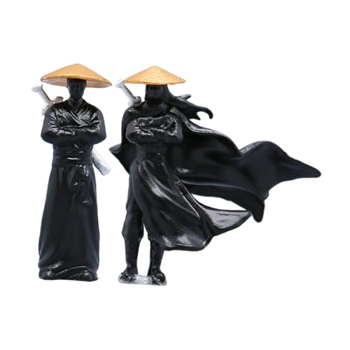 GETAJGHSD 2 Stück Ritterliche Schmuckstücke Japanische Gartendekoration Japanische Krieger Statue Aquariumdekorationen Japanische Ninja Actionfiguren Japanische Ninja Figuren Mini von GETAJGHSD