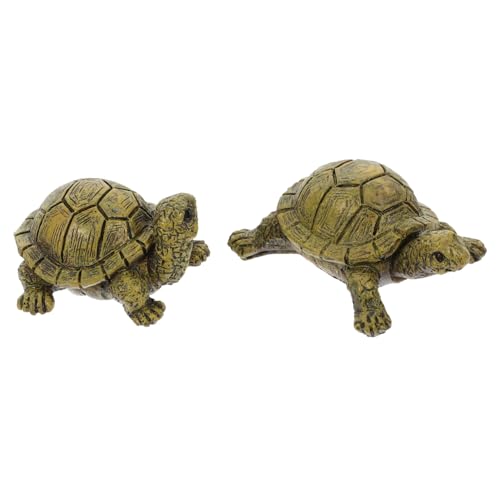 GETAJGHSD 2er-Set Schildkrötenfiguren Aus Kunstharz Realistische Schildkrötenmodelle Schildkrötendekorationen Mini-schildkrötenfiguren für Den Garten von GETAJGHSD