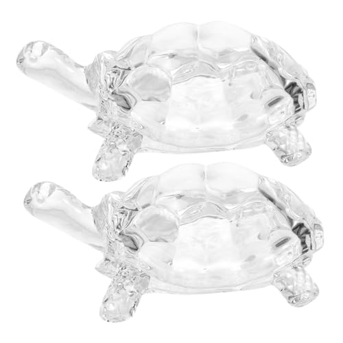 GETAJGHSD 2 Stück Transparente Kleine Schildkröten-Statue, Schildkröten-glasfiguren, Miniatur-schildkröten, Schildkröten-Statue Zur Dekoration, Realistische Schildkröten-Modell, Tierstatue von GETAJGHSD