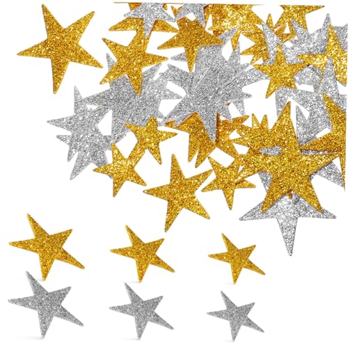 GETAJGHSD 200 Stück Sternaufkleber Schaumstoffaufkleber glitzernde Sternaufkleber Silberne Sternaufkleber Weihnachtsaufkleber zum Basteln Jungen- und Mädchendekor von GETAJGHSD