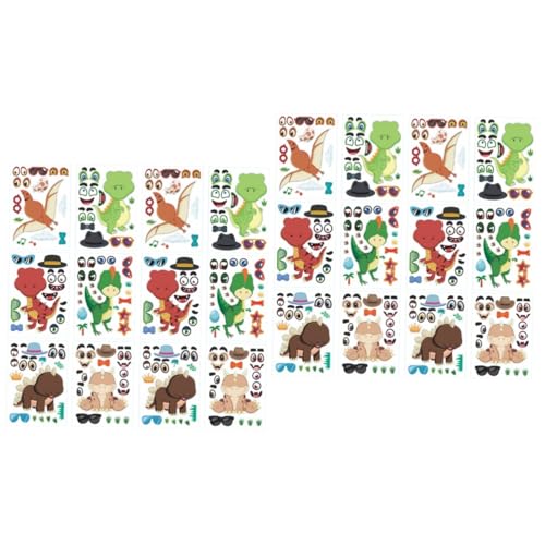 GETAJGHSD 24 Blatt Dinosaurier Puzzle Aufkleber Aufkleber Puzzle Aufkleber Dinosaurier Geburtstagsdekorationen Party Requisiten Partygeschenke DIY Gesichtsaufkleber Party Lustige von GETAJGHSD