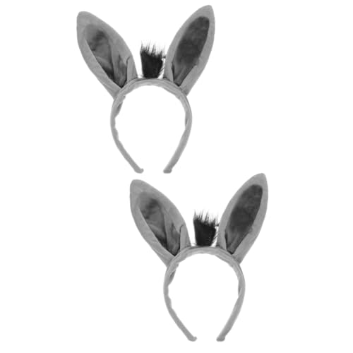 GETAJGHSD 2St Esel Stirnband Eselsohren Halloween Kopfschmuck für Tierohren Esel-Stirnband Stirnbänder Tierkopfschmuck Festival-Stirnband Haarband mit Tierohren Ohren-Stirnband Stoff Grey von GETAJGHSD