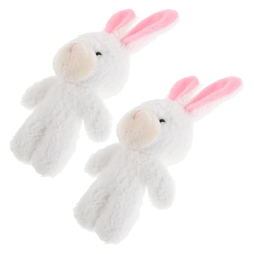 GETAJGHSD 2St Puppenhauspuppe für stofftier hase Rollenspiel Mini Hase Mini plüschhase Mini-Puppen beflockte Hasen Hase Plüsch Weißes Hasen-Stofftier kurzer Plüsch von GETAJGHSD