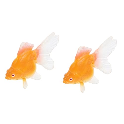 GETAJGHSD 2St Simulation eines Goldfischspielzeugs Feengartenfisch Puppenhaus-Miniatur Kinderzimmer Deko Fische Aquarium Spielzeug für Kinder Fischfiguren Wohnzimmerdekor Abs Yellow von GETAJGHSD