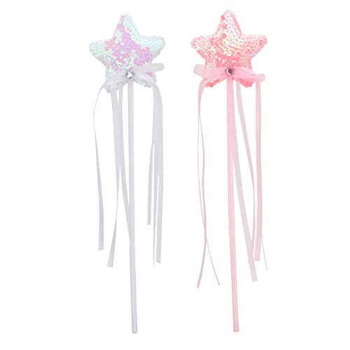 GETAJGHSD 2St Zauberstab Flash-Spielzeug Zauberstäbe mit Schleifendesign Spielzeug für Kinder und Mädchen Fairy Wand Kinderkleider dekorativer Feenstab glitzernder Feenstab Plastik von GETAJGHSD