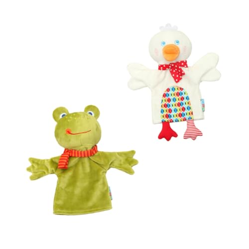 GETAJGHSD 2st Handpuppe Spielzeug Welpenfiguren Kuscheltiere Für Tierische Fingerpuppen Geschichte Erzählende Marionette Plüschtierpuppe Interaktives Plüschtier Green Baumwolle von GETAJGHSD