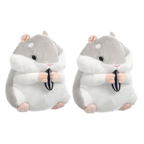 GETAJGHSD 2st Plüschspielzeug Für Kinder Hamster-plüschtier Kleiner Ausgestopfter Hamster Hamsterpuppe Hamster Stofftier Realistisch Plüsch-Hamster-schlüsselanhänger Grey Pp Baumwolle von GETAJGHSD