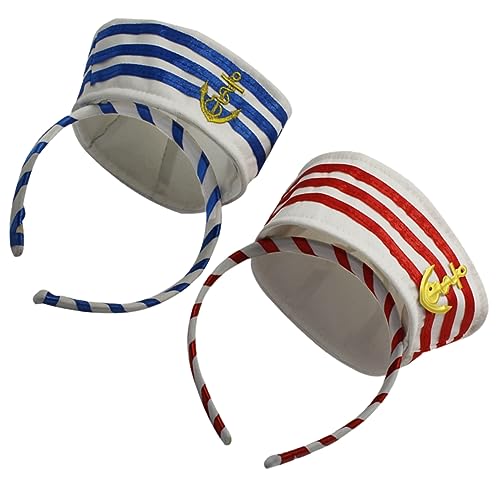 GETAJGHSD 2st Stirnband Kapitänsmütze Stirnbänder Cosplay-kopfschmuck Haarreifen Mit Matrosenmütze Stirnbänder Mit Matrosenmütze Yacht- -hut-stirnbänder -hut Baseballkappe Vlies von GETAJGHSD