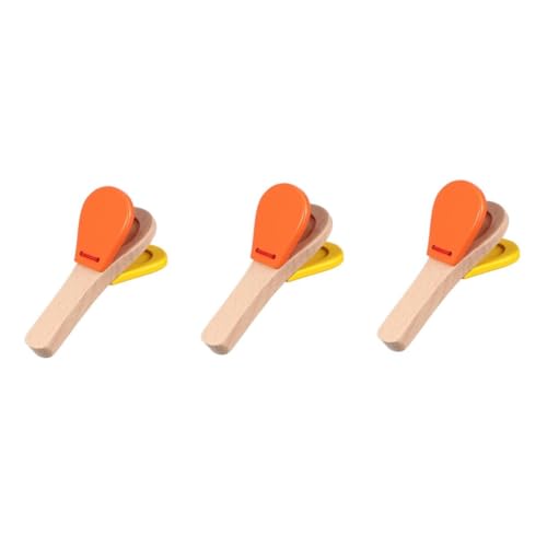 GETAJGHSD 3 STK Kastagnettenklöppel musikinstrumente Musical Instruments Toy Kastagnetten für Kinder Kuhglocken Geräuschemacher Spielzeug Fingerkastagnette Griffkastagnette Bambus von GETAJGHSD