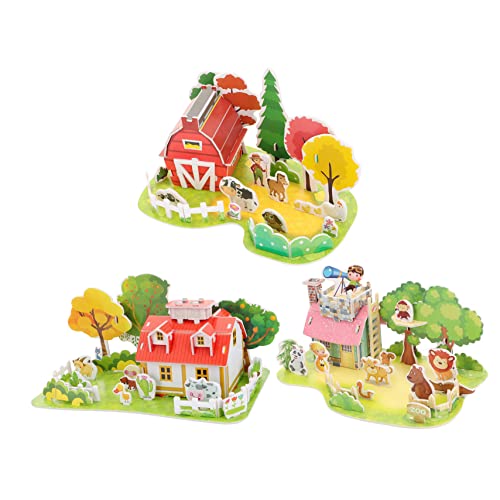 GETAJGHSD 3 Sätze Von Dreidimensionalen Puzzles Cartoon 3D-Puzzles Pädagogisches Spielzeug Für Kinder von GETAJGHSD