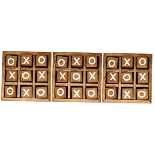 GETAJGHSD 3 Sätze Xo Schach Kinderspielzeug Lernspielzeug Für Kleinkinder Zehenspiel Brettspiele Kaffeetisch-Spiel Knoten Und Kreuzspiel Puzzle Für Kinder Tic-Toe-Spiel Spielset Coffee Holz von GETAJGHSD