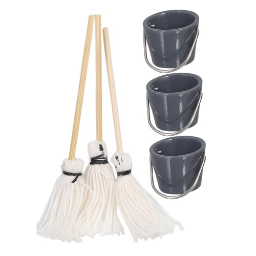 GETAJGHSD Puppenhaus Miniatur Reinigung Set 3 Sets Mini Mops Und Eimer Für Jungen Und Mädchen Decor Zubehör von GETAJGHSD