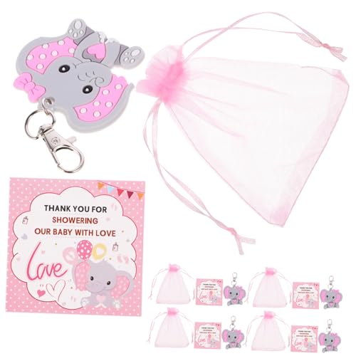 GETAJGHSD 30 Sätze Elefanten-schlüsselanhänger Schlüsselanhänger Mit Rosa Elefanten Gastgeschenke Zum Thema Elefant Cartoon-tier-schlüsselanhänger Babybesteckset Kraftpapier von GETAJGHSD