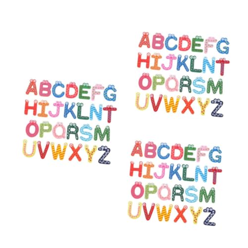 GETAJGHSD 3Er Set 26Tlg Bunte Buchstaben des Alphabets kinderzimmer zubehör Kinder Magnete holzspielzeug kühlschrankmagnete Buchstabenmagnete aus Holz Alphabetmagnete für Kühlschrank Bambus von GETAJGHSD