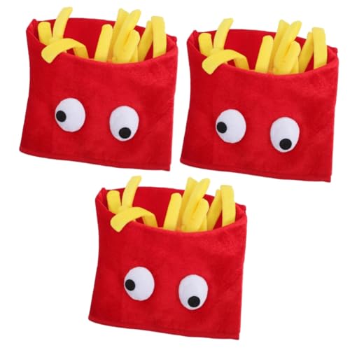 GETAJGHSD 3St Pommes-Frites-Hut Kappe in Pommes-Frites-Form Cosplay-Outfits Cosplay-Kostümhut Poop-Hut fasching kopfbedeckung fastnacht kopfbedeckung Party-Plüsch-Hut Plüsch-Cosplay-Hut Tuch von GETAJGHSD