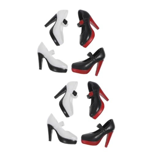 GETAJGHSD 4 Puppenschuhe kleines Schuhspielzeug Puppenhaus-Accessoire Miniaturdekoration Mini-Puppen kinderspielzeug Kinder Puppe kleine Schuhe Miniatur-High Heels Plastik von GETAJGHSD