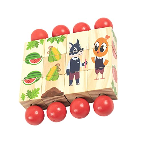 GETAJGHSD Puzzle Kinder 4 Stück Bausteine ​​für Puzzle-baustein Tierisches Lernspielzeug Pädagogisch Passendes Puzzle- Drehpuzzle Aus Holz Für Hölzern Rot Puzzle Für Kinder von GETAJGHSD